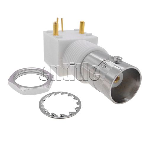 50欧 BNC白胶母座 卧式母头 母弯头 内孔 pcb板端 弯头 接头 90