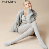 Ms.Myland羊毛桑蚕丝连裤 袜 显瘦直角跟裤 袜时尚 高级半透灰色修身