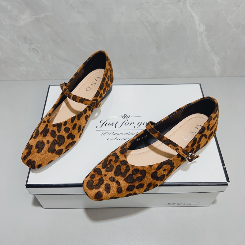 法式复古豹纹玛丽珍鞋