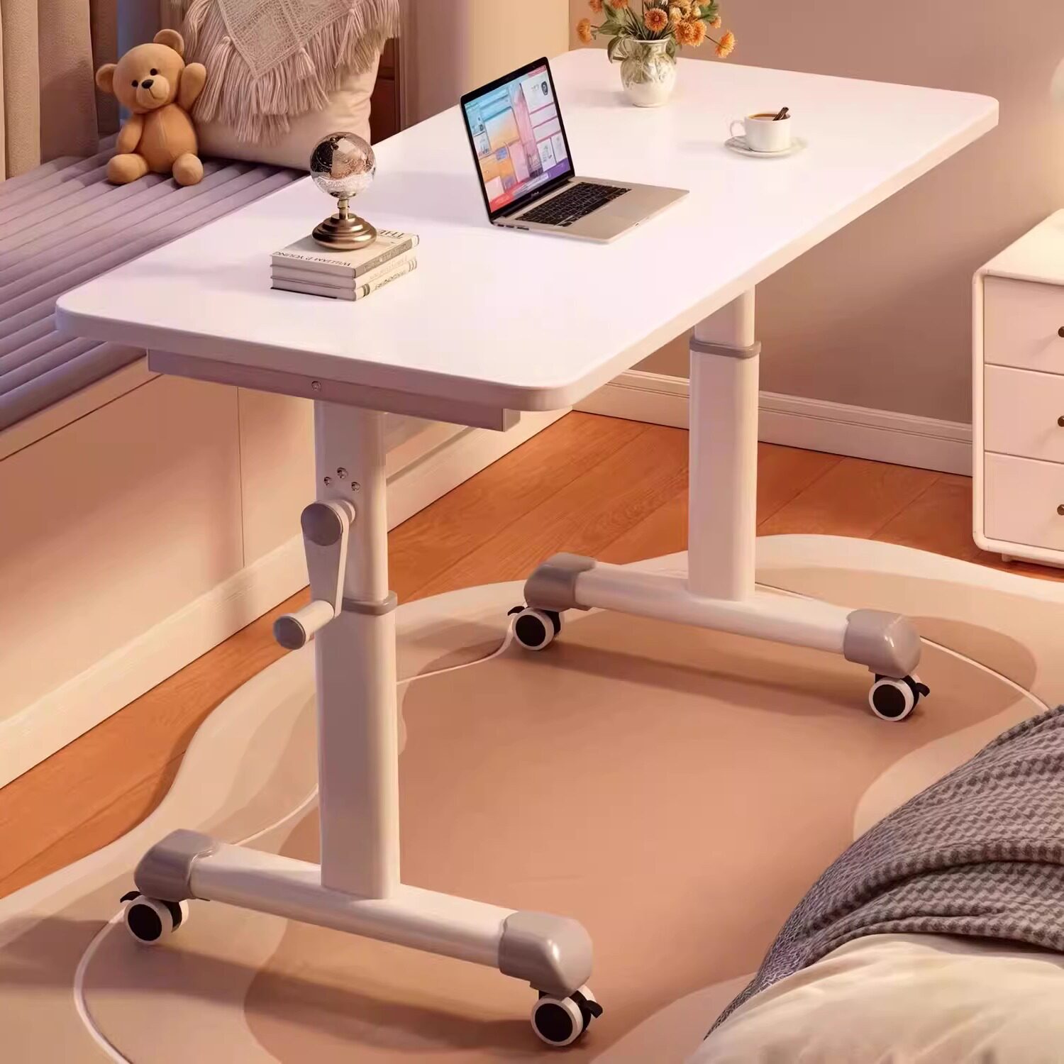 可移动床边桌办公书桌笔记本电脑桌升降桌卧室学生学习桌写字桌家用长方形工作台多功能懒人桌子出租屋小桌板