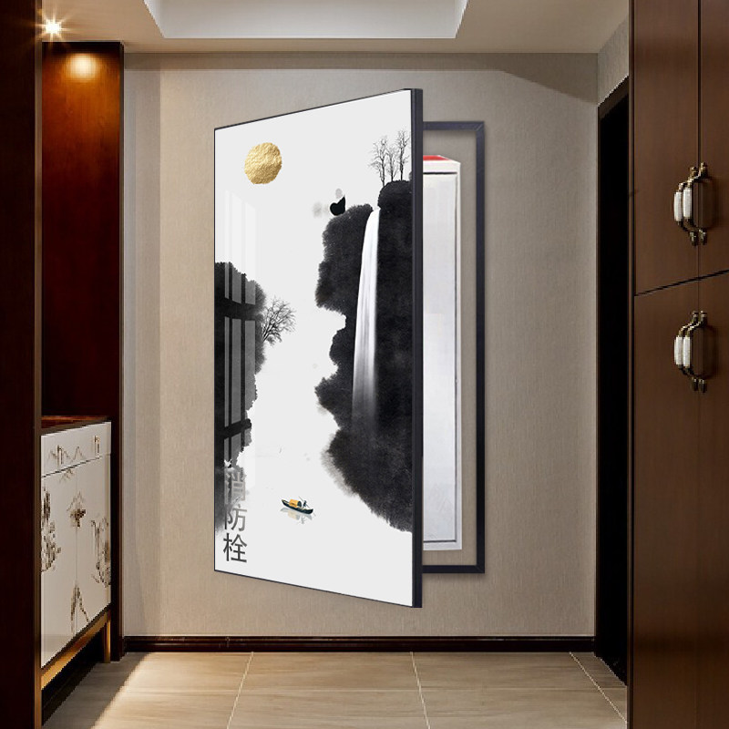 电箱电表箱画消防柜新中式画框消火栓消防栓装饰遮挡门箱面板挂画