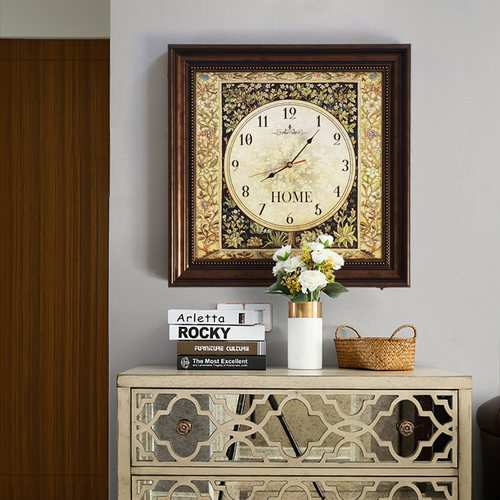 美式欧式带静音时钟电表箱装饰画