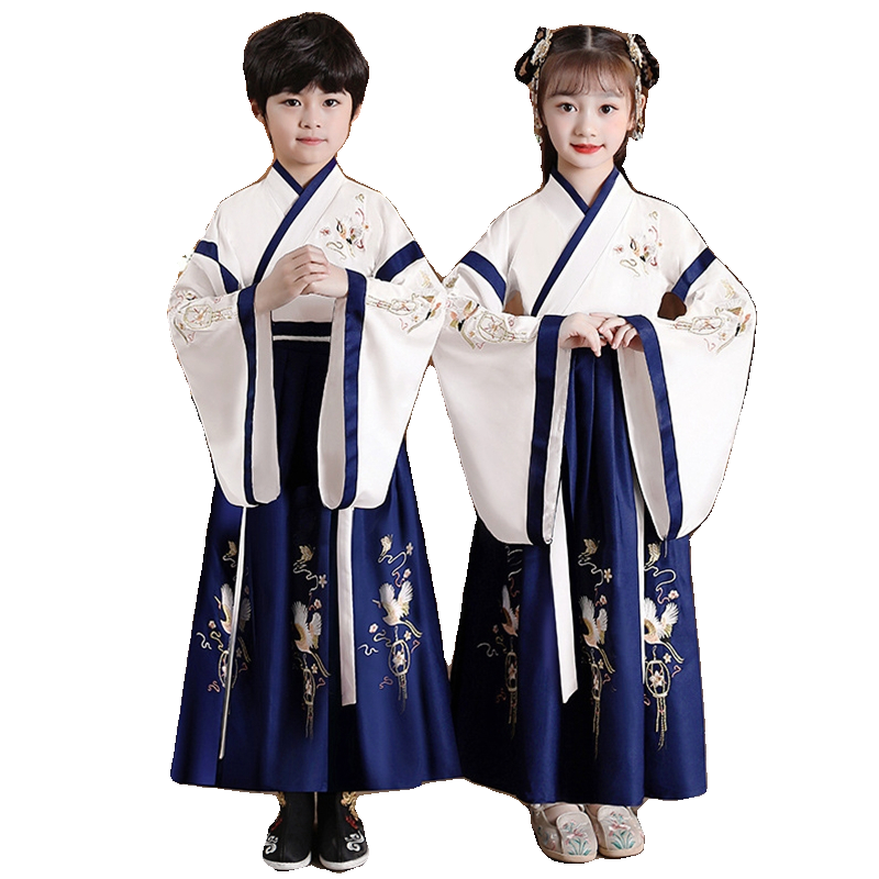 女童中国风古装汉服儿童山海经服装男童小学生书童三字经演出服夏