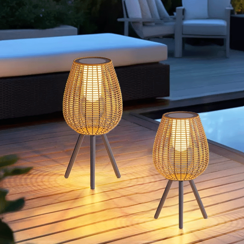 太阳能草坪灯户外防水藤编落地灯