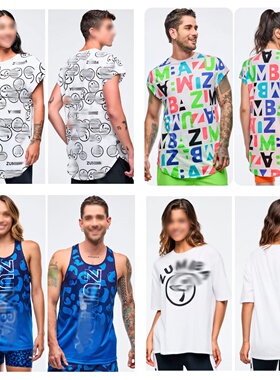 ZW新款健身服瑜伽休闲舞蹈跳操短袖宽松T恤上衣 100 134 1196 146