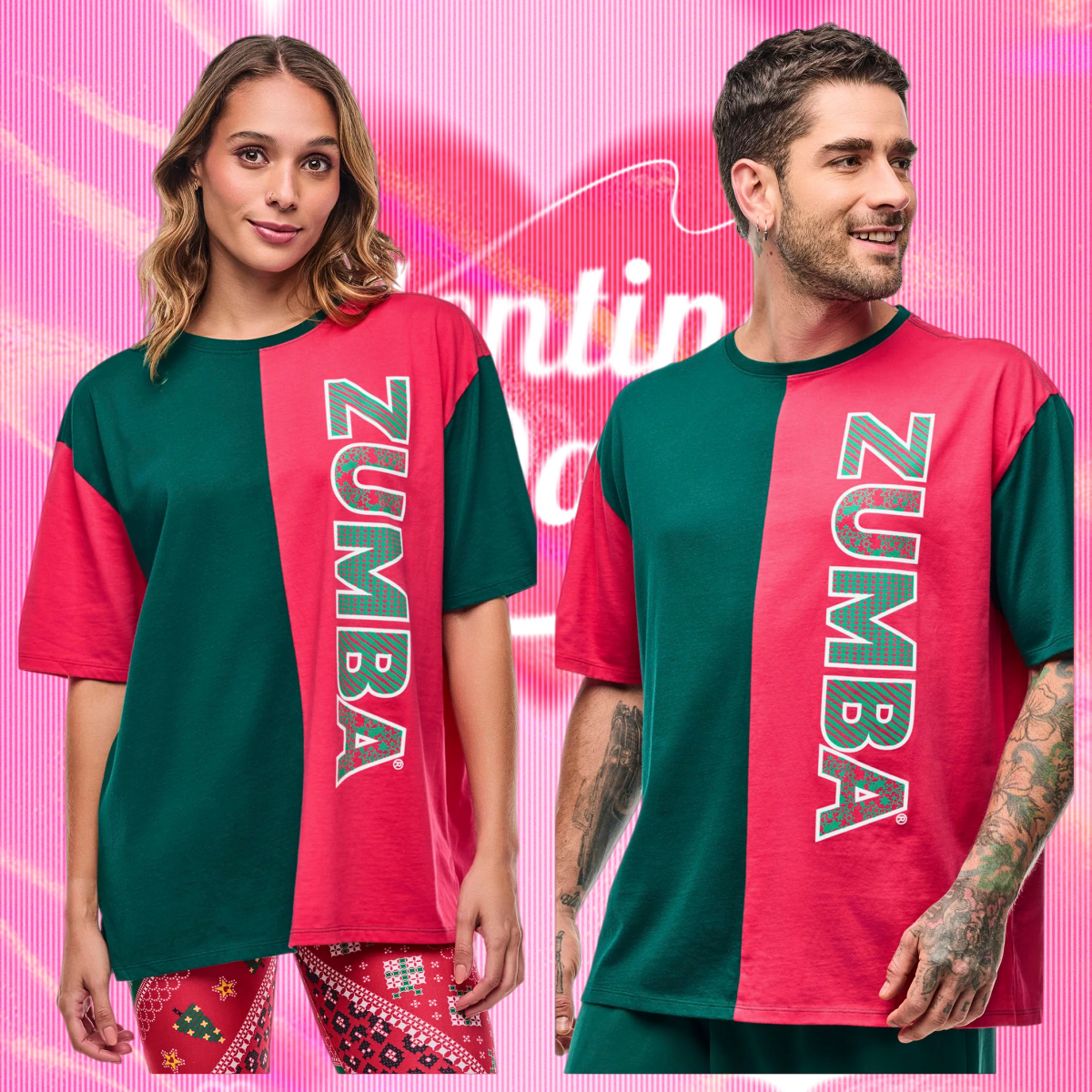 ZW现货新款健身服瑜伽服休闲服舞蹈短袖宽松高品圣诞款拼色款 109