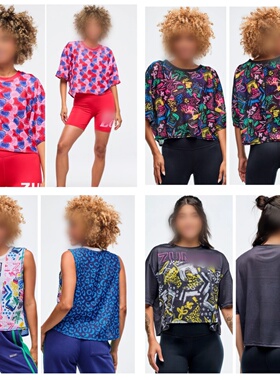 新款ZW健身服舞蹈休闲运动服短袖网布透气印花T恤973 808 971 972