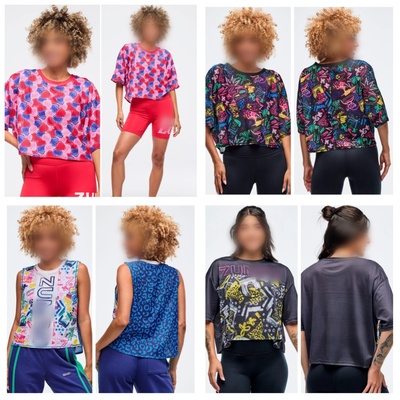 新款ZW健身服舞蹈休闲运动服短袖网布透气印花T恤973 808 971 972