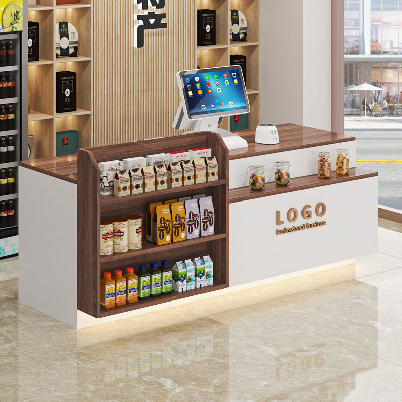 超市收银台店铺小型吧台便利店柜台桌零食店展示柜转角前台接待台