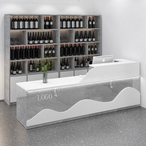 饭店吧台收银台一体带转角酒柜公司酒店商用柜台餐饮店前台接待台