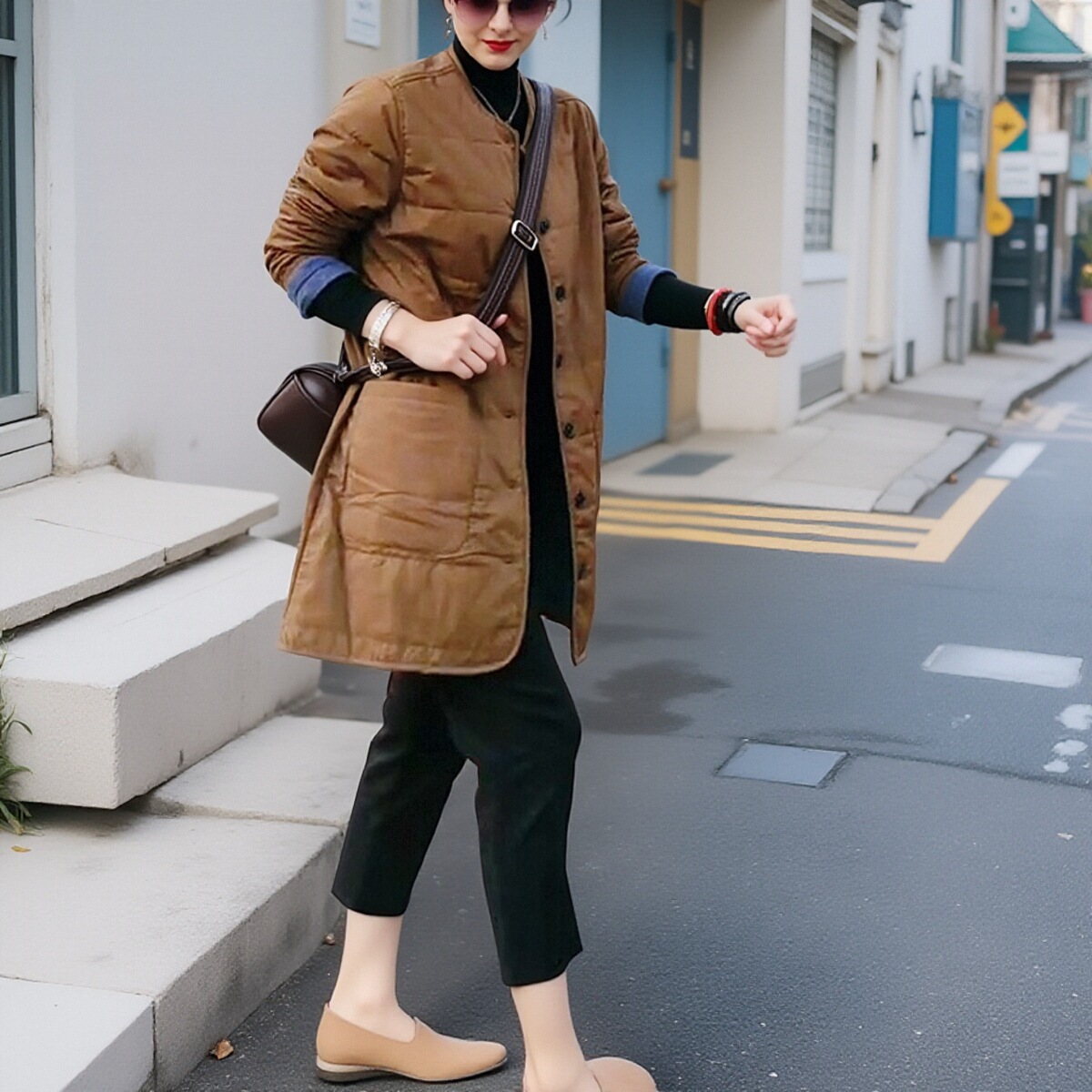 气质百搭中长款显瘦棉衣棉服