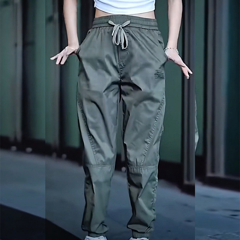 韩版夏季薄款休闲裤女2025新款潮牌潮流运动百搭裤子纯色透气男士