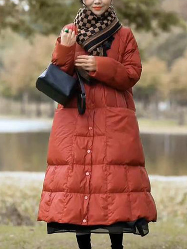 白鸭绒过膝长款妈妈羽绒服女