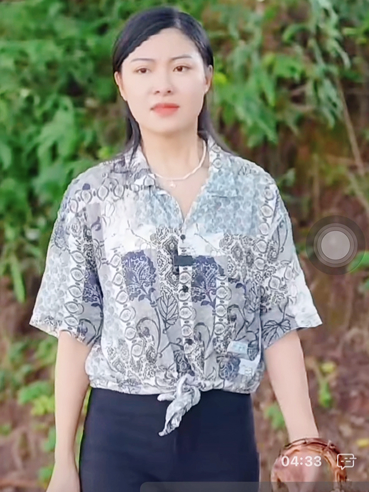 印花雪纺衬衫女减龄套装