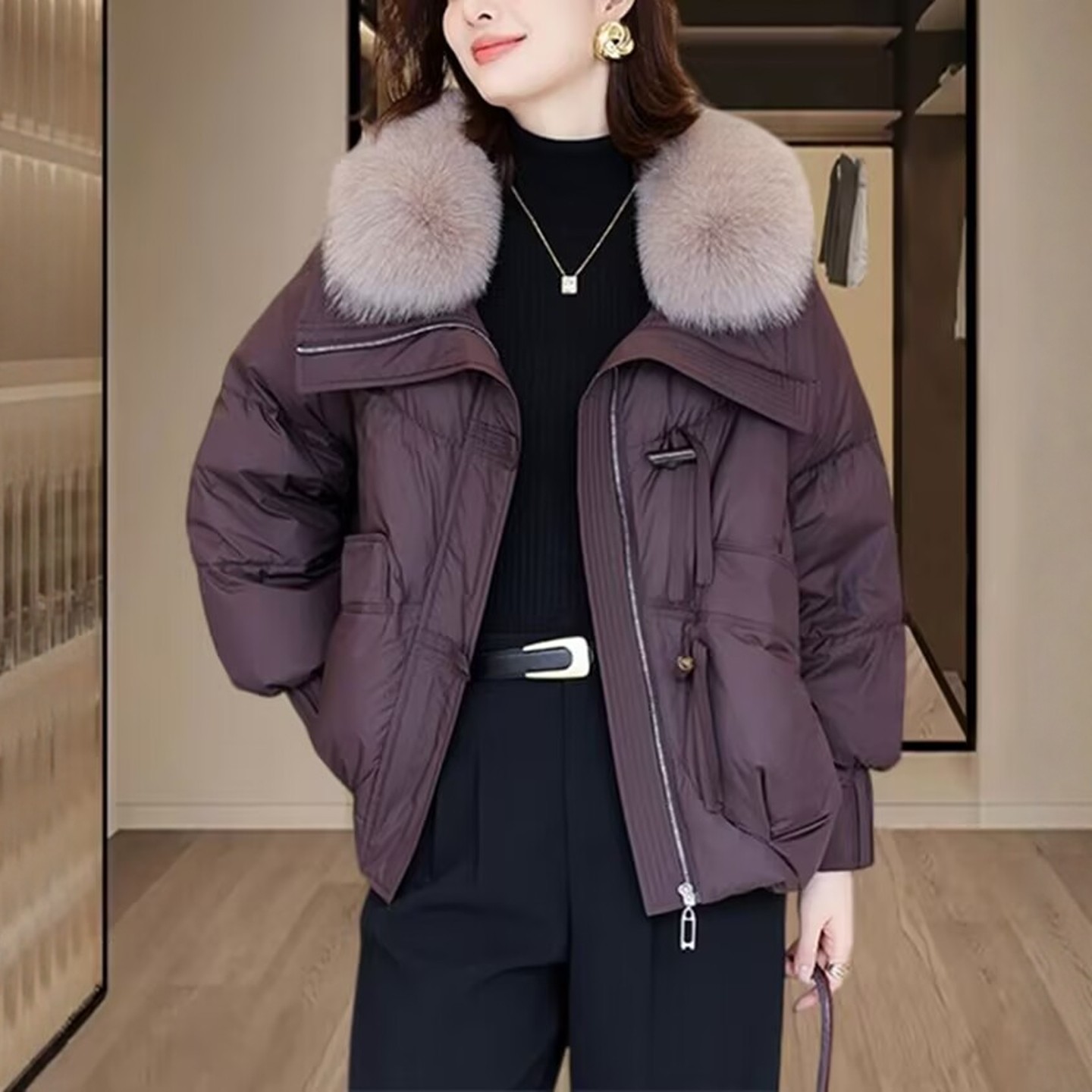高端羽绒棉服女2025冬新款