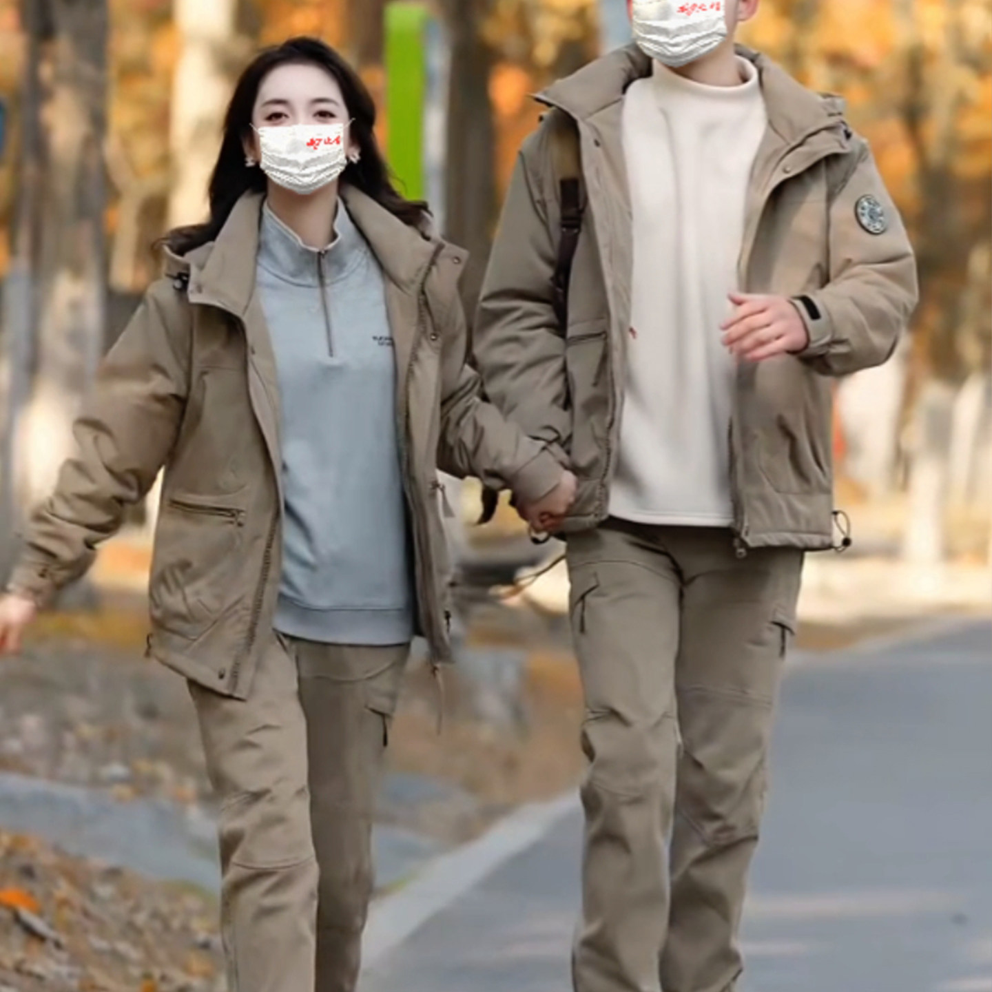 冬季户外加厚保暖连帽棉服男女款
