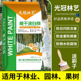 树干干刷白粉光冠涂白剂40斤防寒杀菌园林大树机喷防虫涂白粉石灰