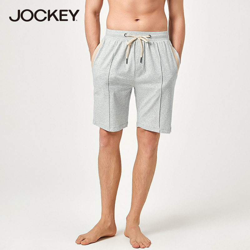 Jockey睡裤男短裤夏季莫代尔家居裤系带男士中裤五分裤可外穿裤子