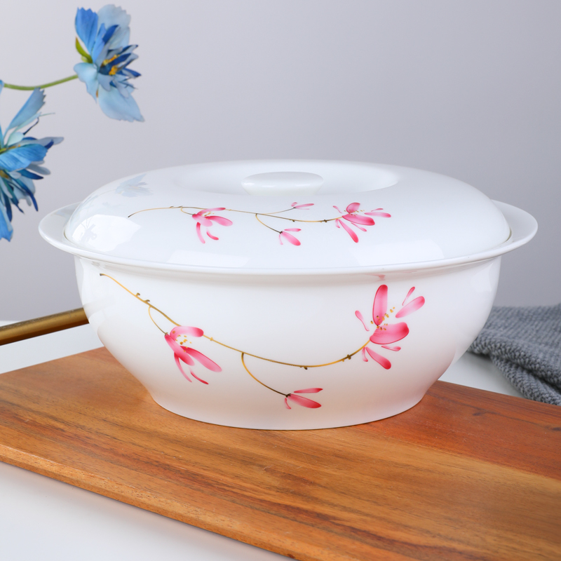 骨瓷汤碗带盖品锅大汤盆轻奢陶瓷创意大汤煲家用酸菜鱼盆酒店餐具