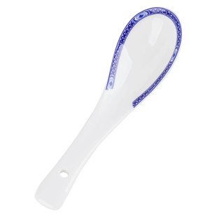 釉下彩小勺子家用骨瓷小马戈长柄小汤勺饭勺陶瓷青花调羹创意餐具