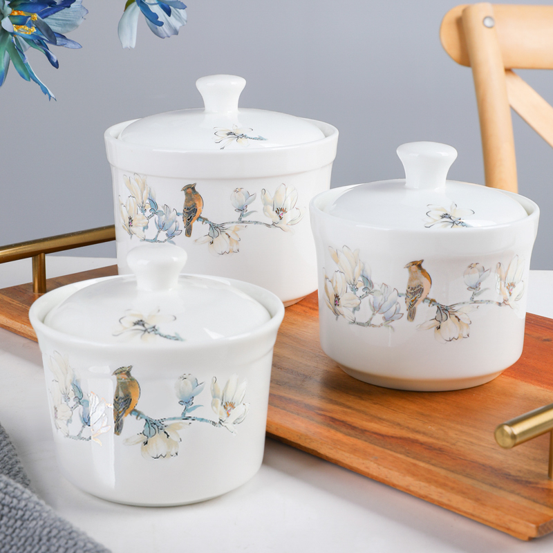 6个骨瓷炖盅汤盅带盖补品汤碗炖罐隔水盅小炖盅燕窝陶瓷汤煲炖汤