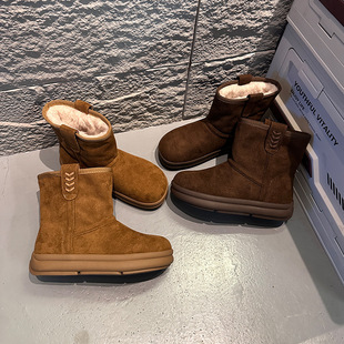 复古雪地靴2025新款冬季加融保暖靴子女厚底百搭舒适棉鞋短筒女靴