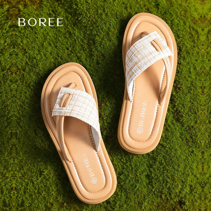 Boree/宝人性感时尚人字拖女外穿低跟平底ins潮2025夏款海边沙滩