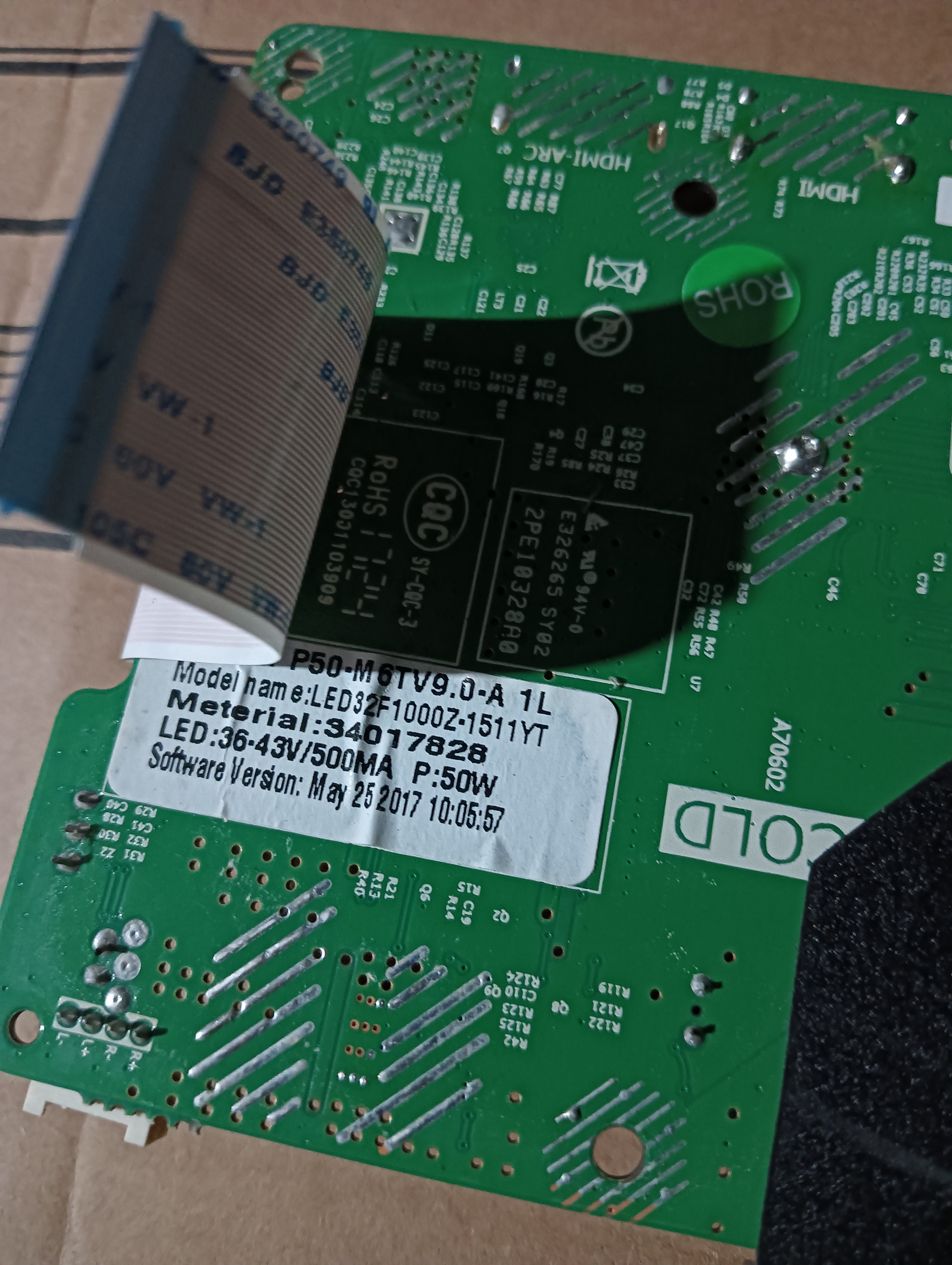 康佳 LED32F1000 主板P50-M6TV9.0 34017828屏72001511YT