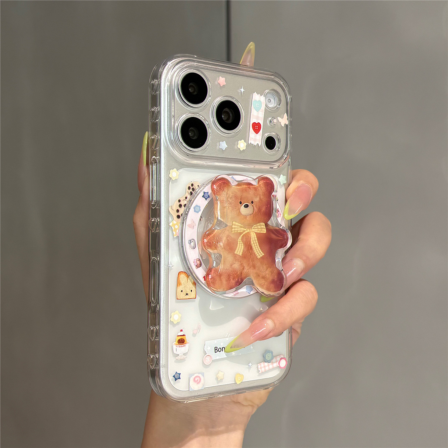 简约卡通可爱手账饼干小熊磁吸支架适用苹果17promax手机壳iPhone17pro女新款16pro超好看软胶15防摔14保护套