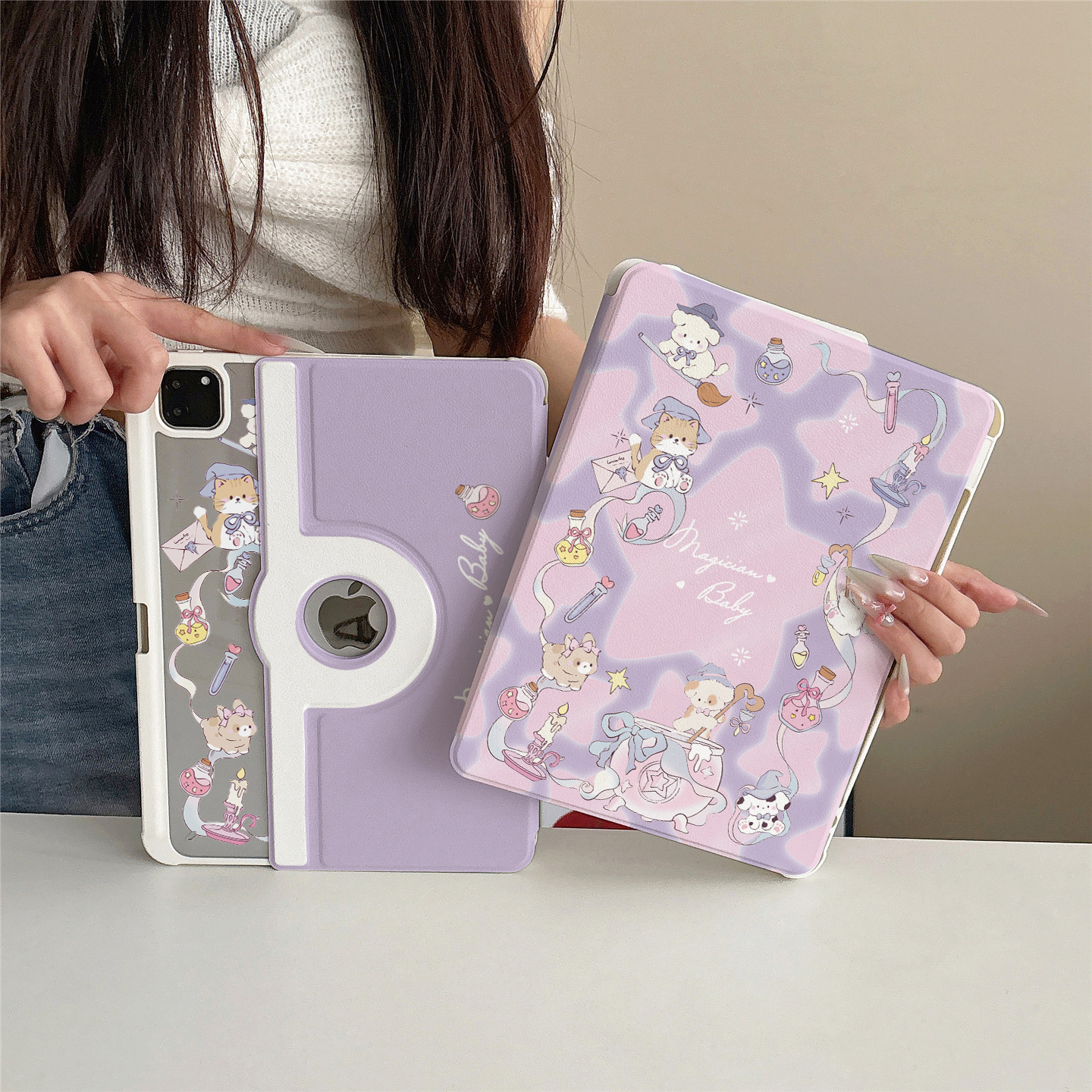 梦幻魔法师动物360度旋转适用ipad11保护套磁吸air7/6新款ipad10带笔槽11寸防摔可拆卸苹果平板保护套mini7女