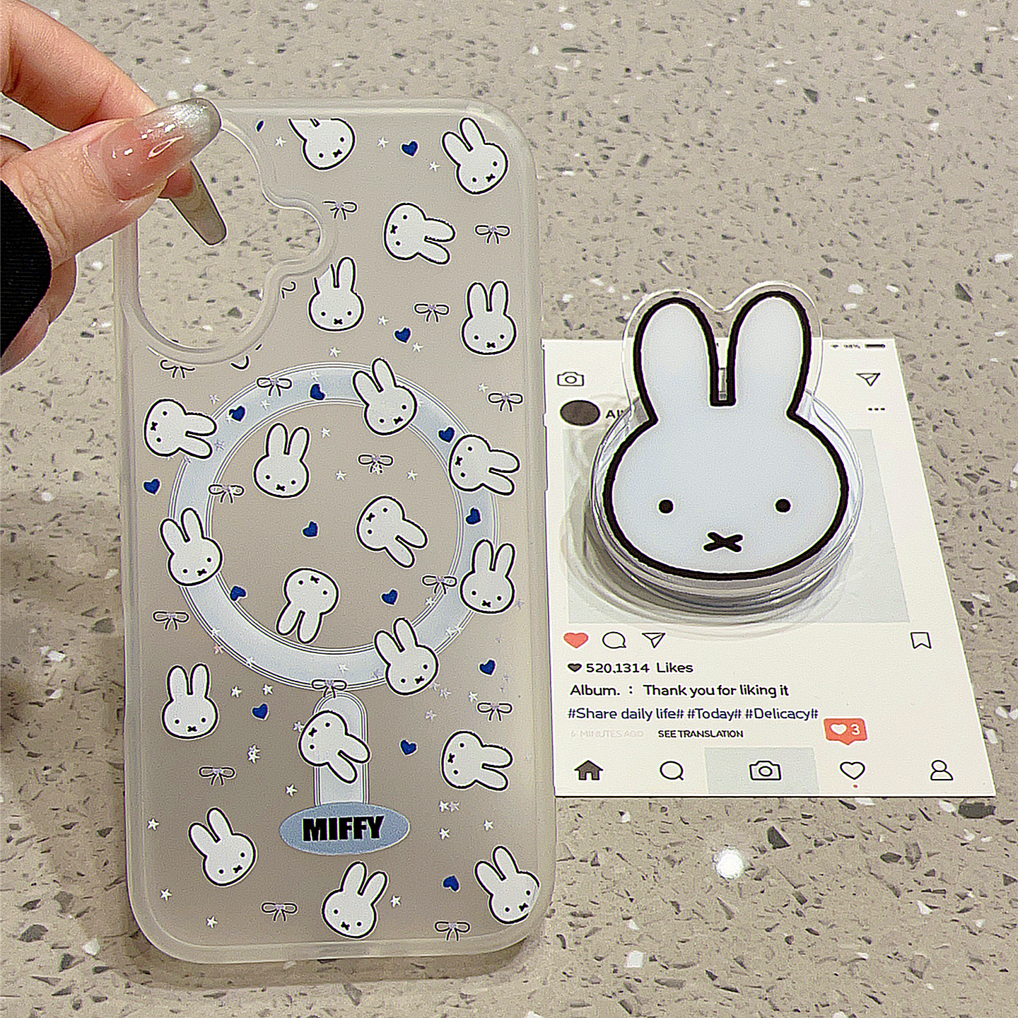 gurao 满屏可爱米菲兔磁吸支架适用苹果17promax手机壳iphone16新款磨砂15超好看独特17pro防摔16pro保护套14