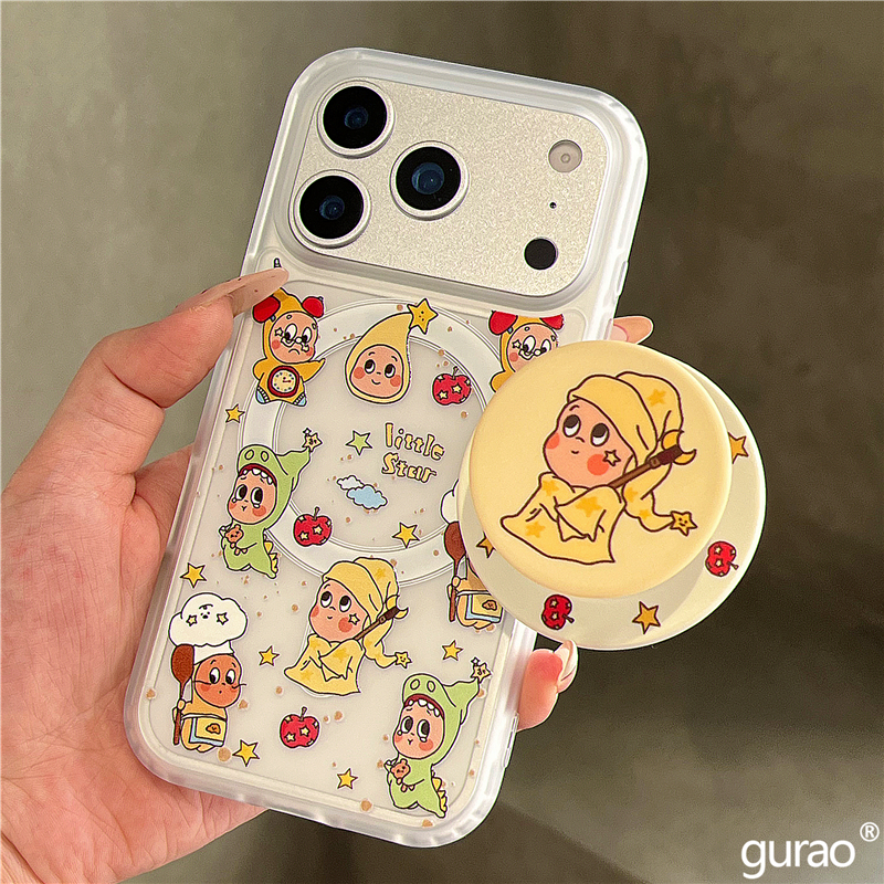 手办卡通魔法星星人磁吸支架适用苹果17promax手机壳iphone16新款15磨砂肤感17pro防摔16pro保护套14网红女款