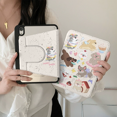 Hanfeng Ins Splashing Ink Dog 360 -Degree vatation, подходящее для защитного корпуса iPad10 2022 Новый iPad5/6 с уголовными Grooves Pro Anti -Fall Air5/4 Женщины 10,9 Apple Protective Protective 11 дюймов 11 дюймов 11 дюймов