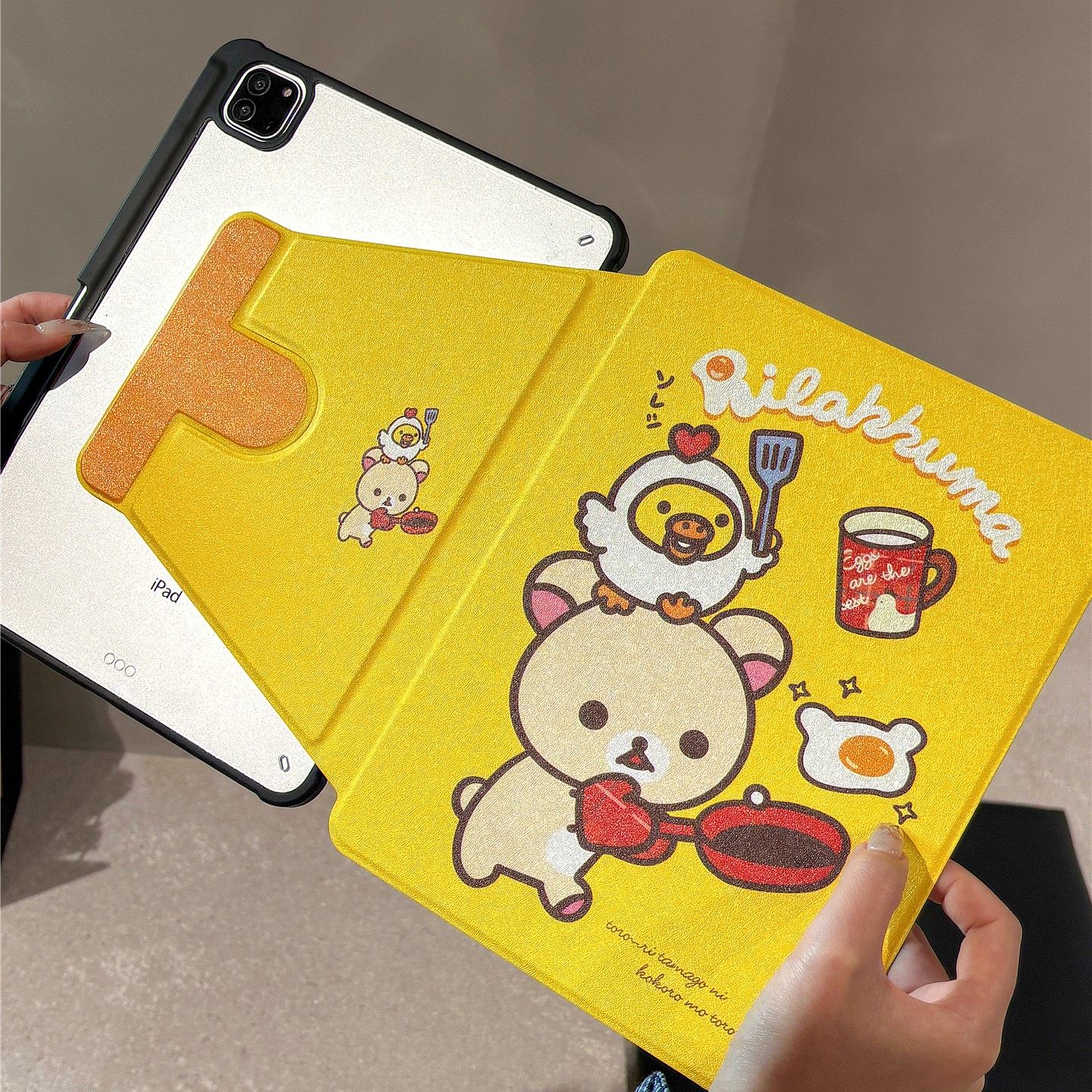可爱卡通小黄鸡轻松熊360度旋转适用ipad11保护壳air7新款ipad10笔槽air6防摔11寸苹果平板保护套10.9女mini7