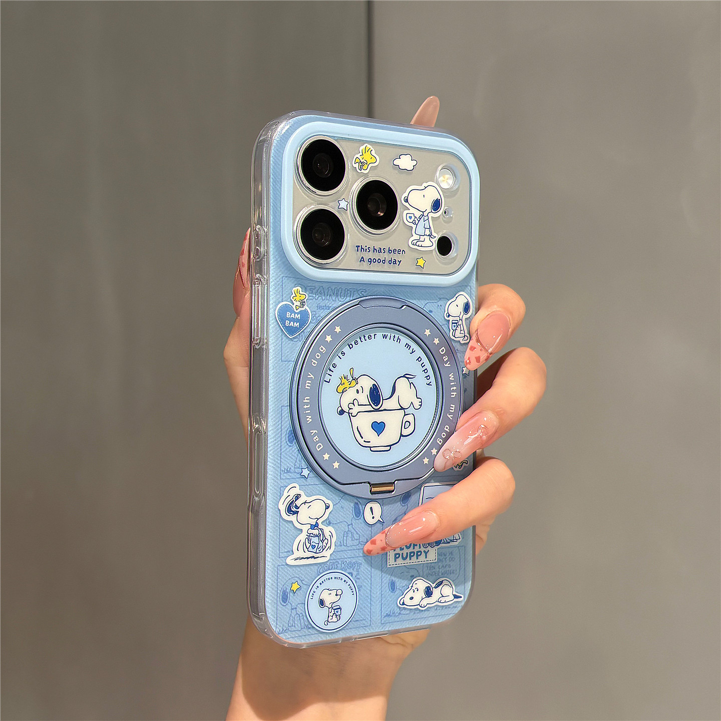 卡通动漫史努比360旋转支架适用苹果18promax手机壳iphone17pro新款16pro网红超火15pro创意17全包防摔保护套