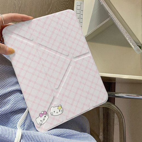 菱格纹卡通动漫Y+三折适用ipad11保护套air7/6新款ipad10带笔槽11寸防摔10.2/10.9苹果平板保护套mini7网红女