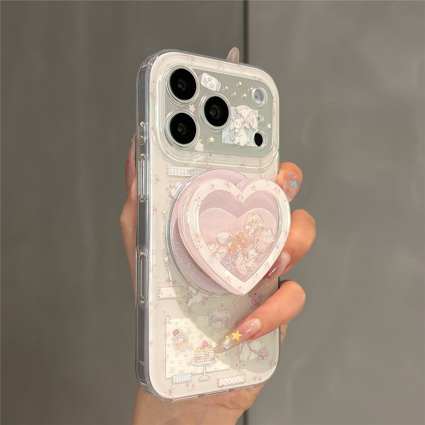 少女卡通可爱玫瑰小熊兔子磁吸支架适用苹果18promax手机壳iPhone17pro女新款16pro亚克力15双层14防摔保护套