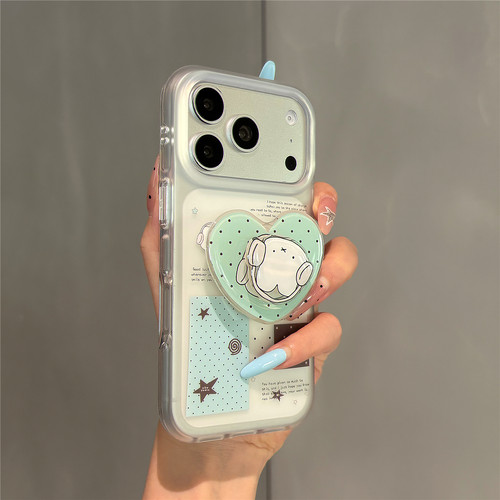 韩系ins卡通耳机兔子适用苹果18promax手机壳iphone17pro女新款16pro旋转支架15pro可爱不会撞壳17防摔保护套