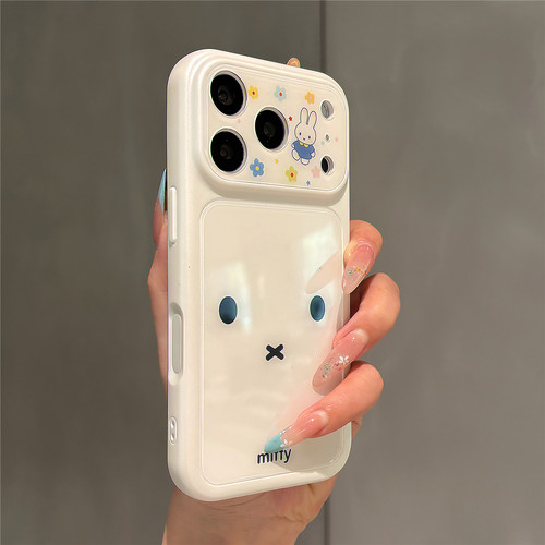 日韩简约卡通可爱花朵米菲兔表情适用苹果17promax手机壳iPhone17pro秒变大视窗16pro女新款15全包防摔保护套