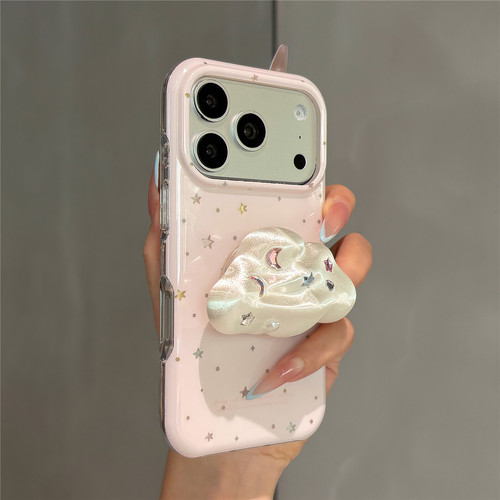 甜美少女粉色星星立体仿真云朵支架适用苹果17promax手机壳iPhone17pro女新款16pro超好看独特15防摔14保护套