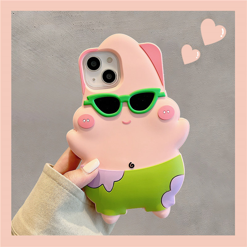 适用苹果14promax手机壳iphone13卡通墨镜派大星11可爱新款12网红女款