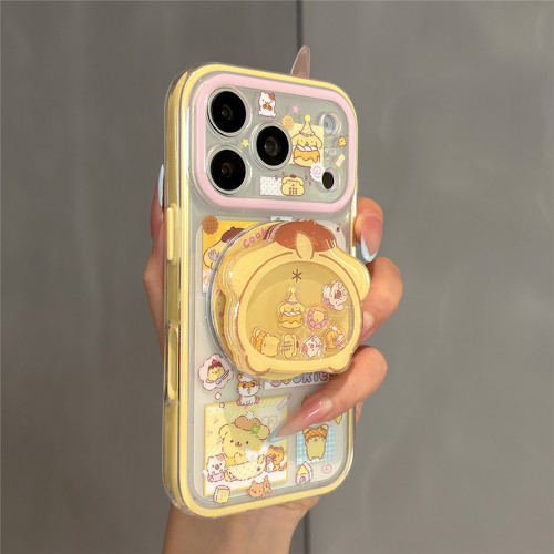摇摇乐二合一卡通可爱布丁狗磁吸支架适用苹果17promax手机壳iPhone17pro女新款16pro超好看15pro防摔保护套