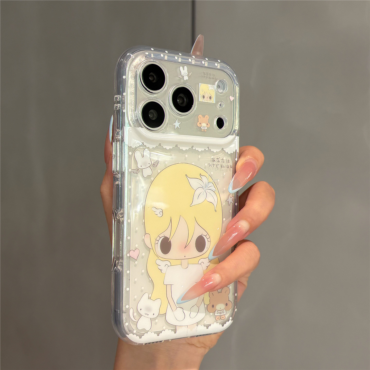 简约甜美卡通可爱波点百合花黄发女孩适用苹果17promax手机壳iPhone17pro女新款16pro超好看15全包防摔保护套