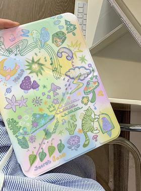 彩色晕染梦幻丛林Y+三折适用ipad11保护套air7/6新款ipad10带笔槽11寸防摔10.2/10.9苹果平板保护套mini7女