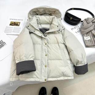 高级感米杏色冬季羽绒棉服女款2025年新款宽松休闲连帽外套潮