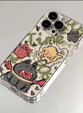 恶魔猫狗适用REALME真我GTneo6手机壳oppo涂鸦REALME真我GT7Pro可爱Q3超火Q5透明gt5硅胶neo3/2/OPPOReno15套