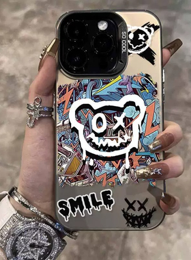 涂鸦暴力熊适用IQOO12PRO手机壳VIVO新款10/9/8/7爱酷NEO9/8/7/6/3/5S高级感个性U3潮牌Z5/3镭射PRO保护T1套