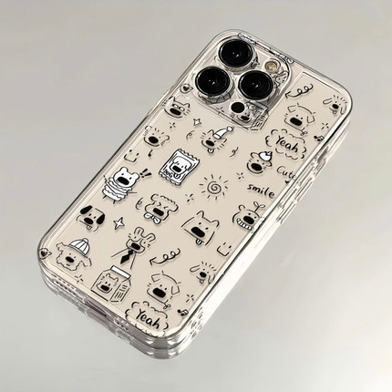 适用oppoRENO14PRO手机壳透明reno11/10/9pro+可爱小狗头合集INS风8新款FINDX8/X6高级7se硅胶6/5/4/3卡通套