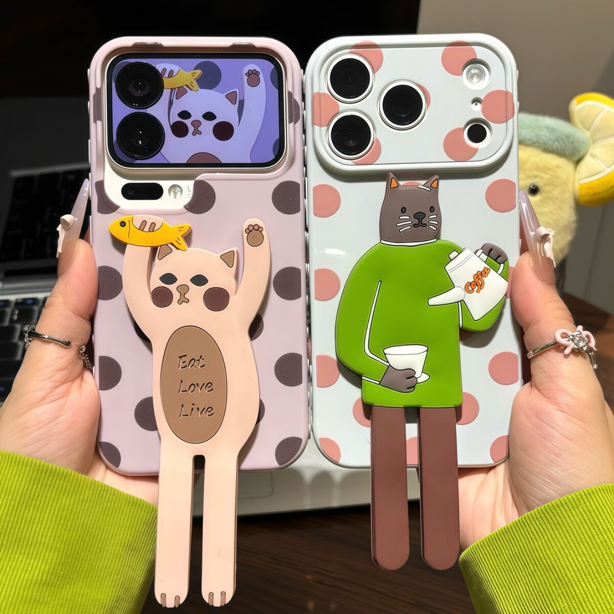 网红可爱猫咪适用新款OPPORENO15手机壳14/13爱心视窗12/11新款FINDX9泡泡心x8S多巴胺A96创意A93一加ACE6套