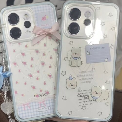蓝色便签小狗oppoReno16手机壳